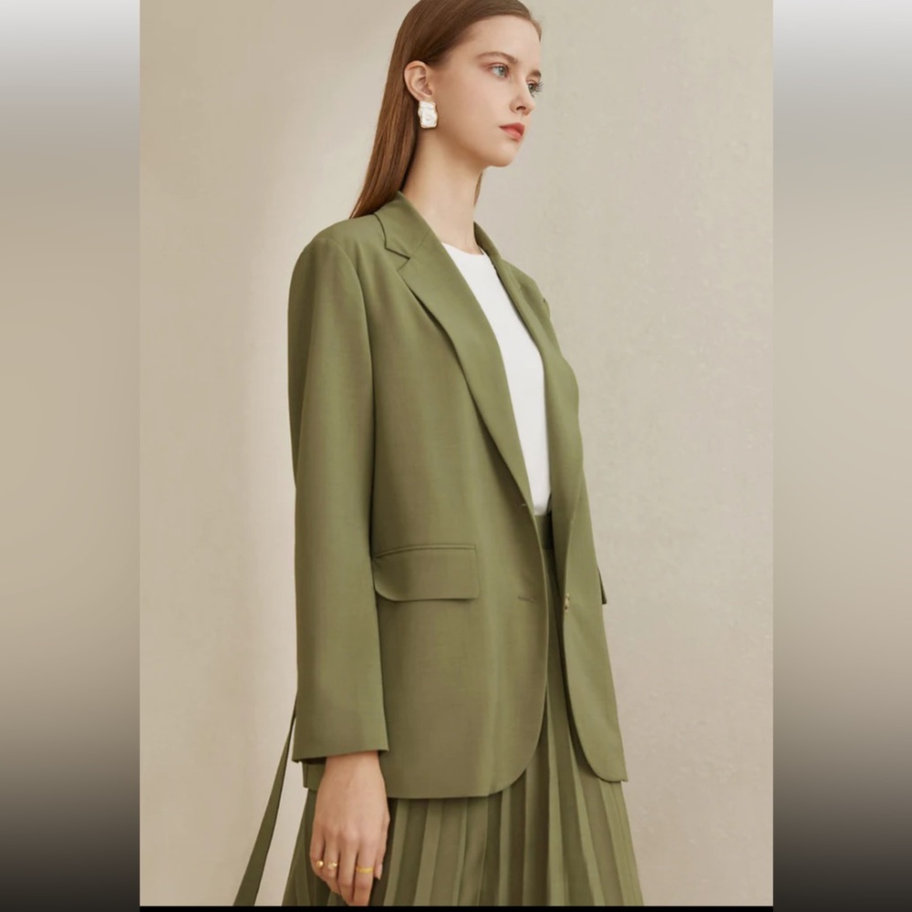 Olive Tie Blazer
